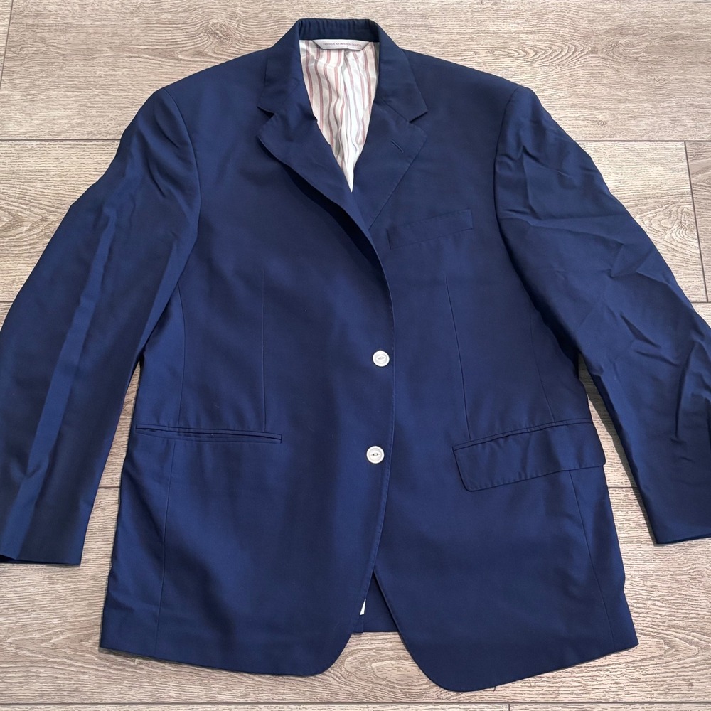 Samuelsohn Blazer Mens Navy Blue Vitale Barberis Canonico Super 150s Wool Jacket